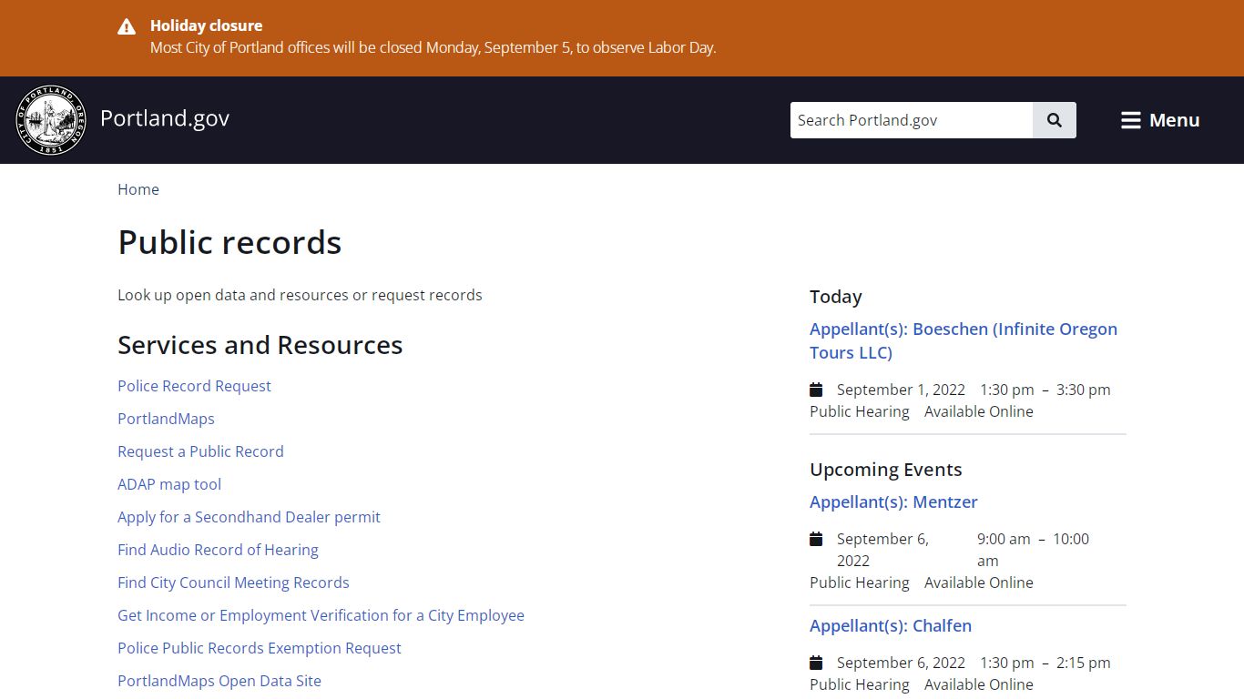 Public records | Portland.gov